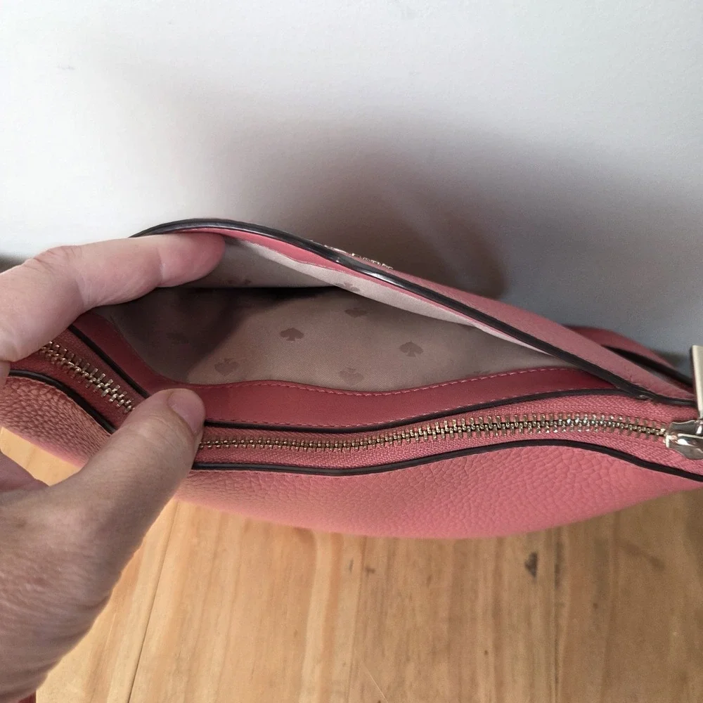 Kate Spade New York Pink Pebbled Leather Crossbody Bag Purse Zip Shoulder